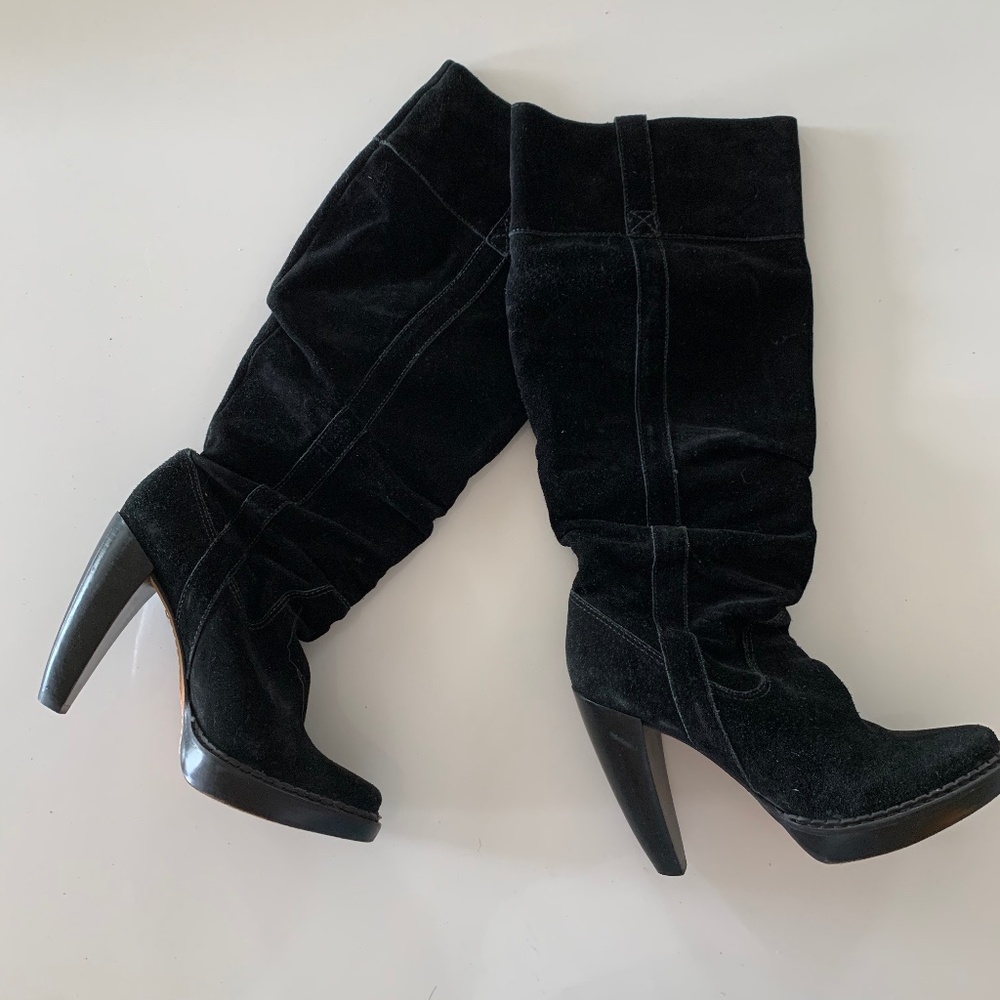 KORS Michael Kors Black Suede Slouchy Boots sz 9.5